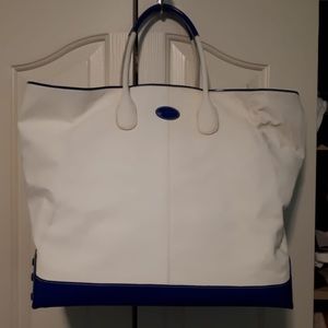Tods white and blue travel bag
